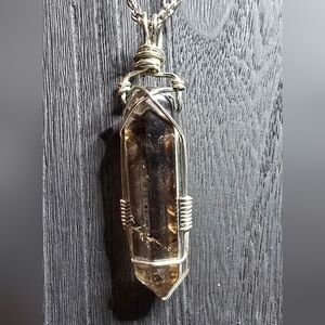 Simple Wire Wrapped Smokey Quartz Pendant Only